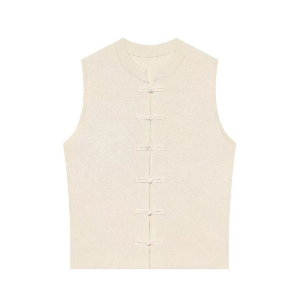 ZARA Fall Winter Women Solid Color Stand Collar Knit Vest Casual Versatile